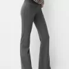 Ribbed waist flared pants