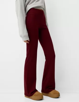 Ribbed waist flared pants