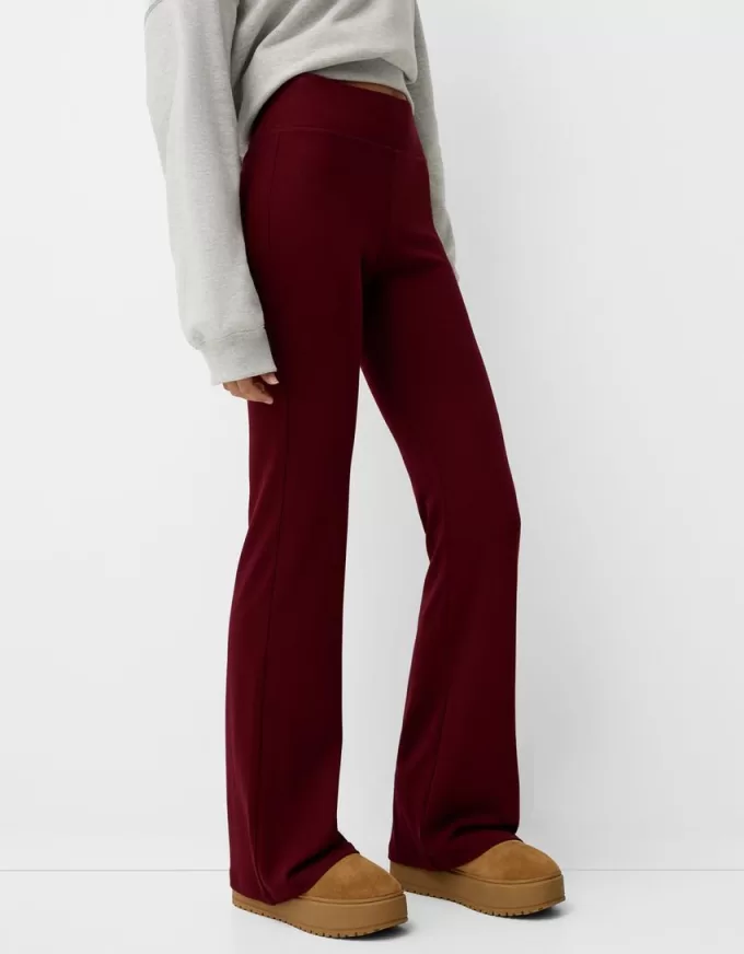 Ribbed waist flared pants