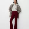 Ribbed waist flared pants