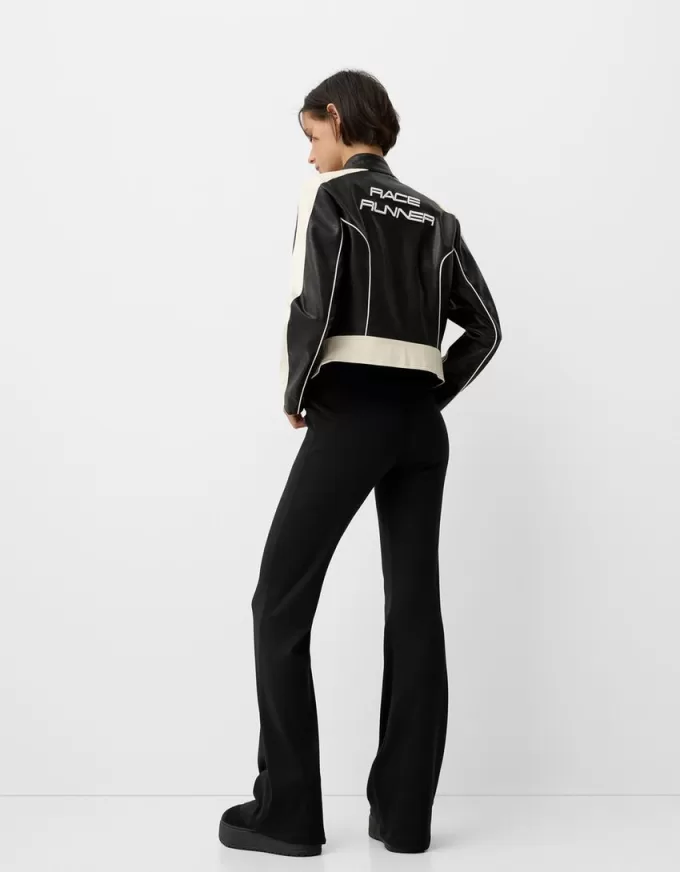 Ribbed waist flared pants