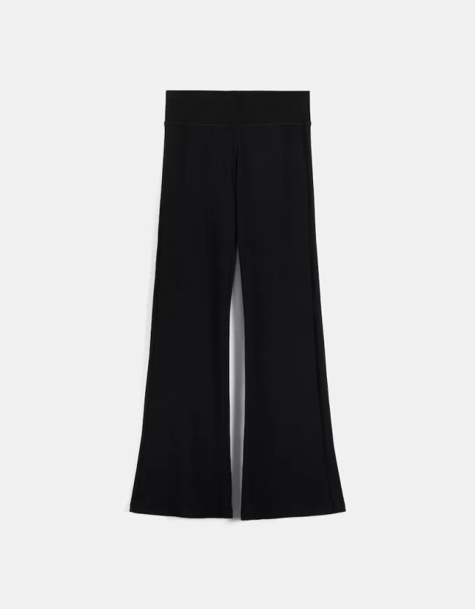 Ribbed waist flared pants