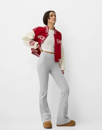 Ribbed waist flared pants