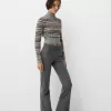 Ribbed waist flared pants