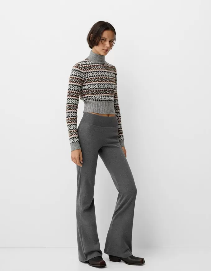 Ribbed waist flared pants