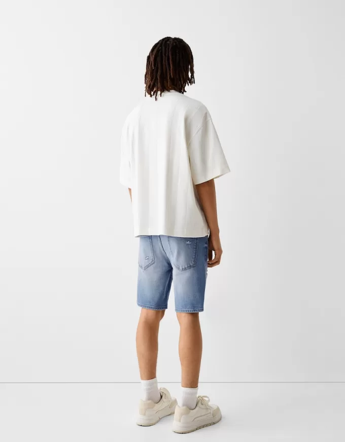 Ripped denim Bermuda shorts Ripped denim Bermuda shorts