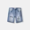 Ripped denim Bermuda shorts Ripped denim Bermuda shorts