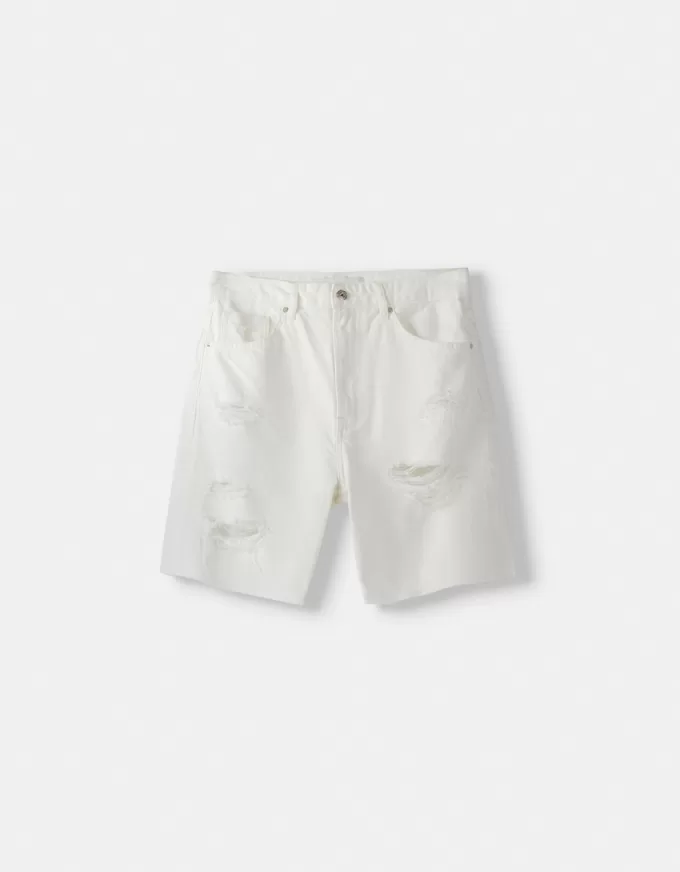 Ripped denim Bermuda shorts Ripped denim Bermuda shorts