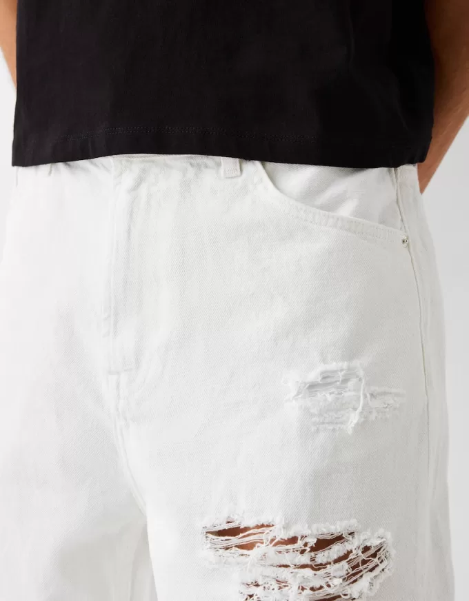 Ripped denim Bermuda shorts Ripped denim Bermuda shorts