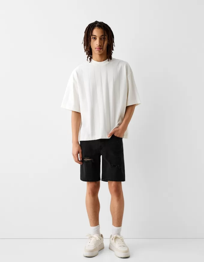 Ripped denim Bermuda shorts Ripped denim Bermuda shorts