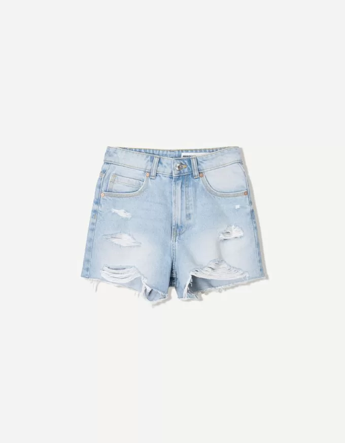 Ripped denim shorts