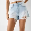 Ripped denim shorts