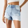 Ripped denim shorts