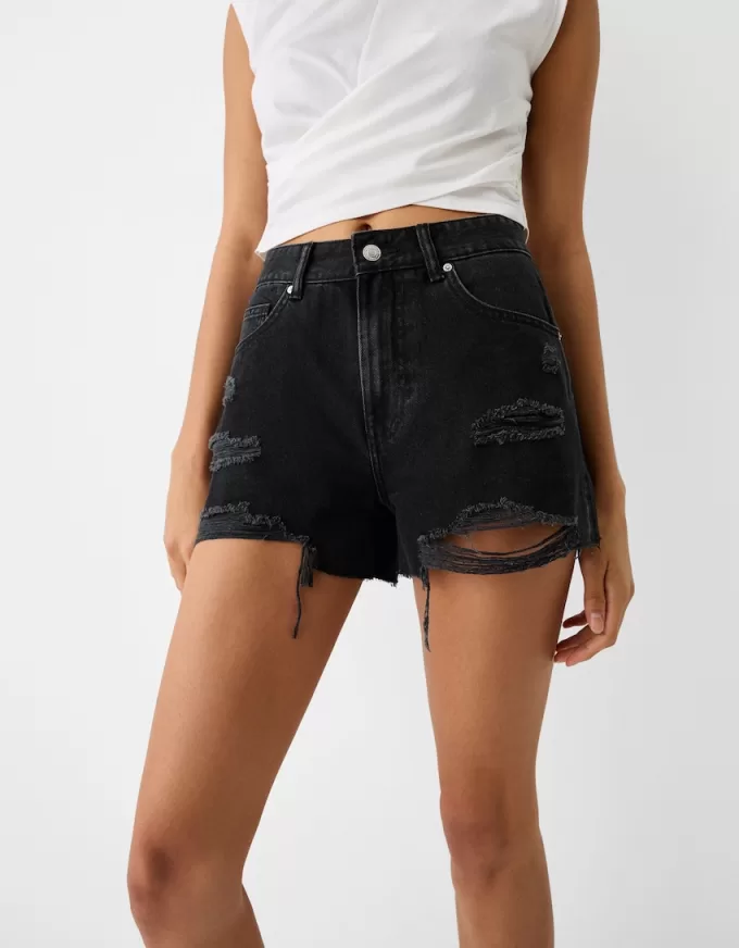 Ripped denim shorts