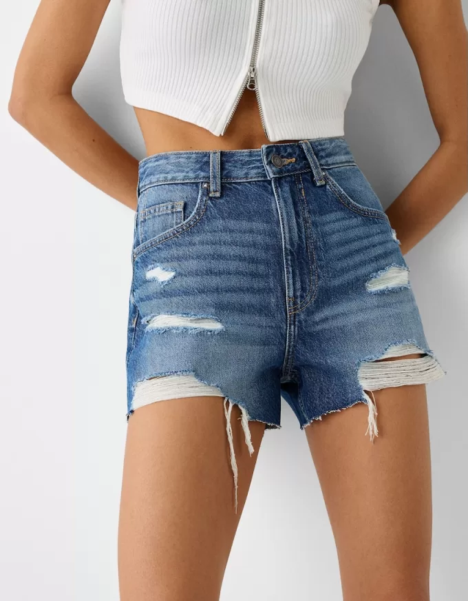 Ripped denim shorts