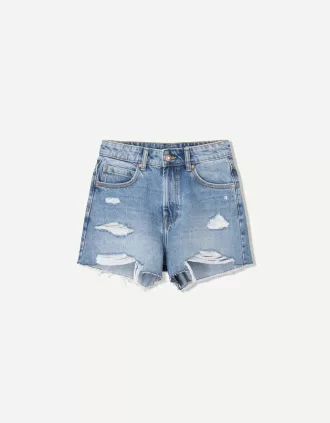 Ripped denim shorts
