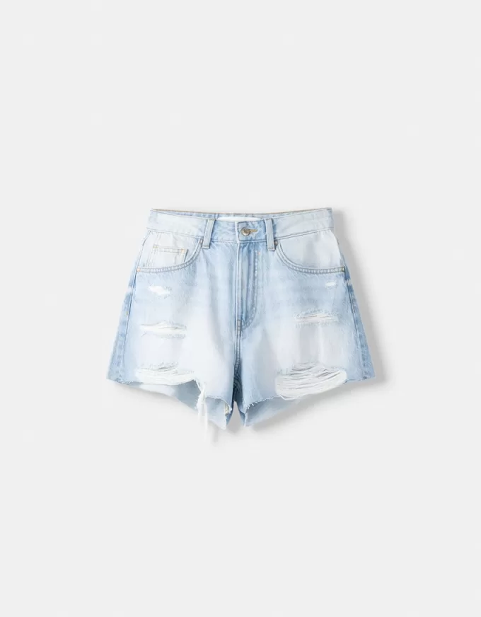 Ripped denim shorts