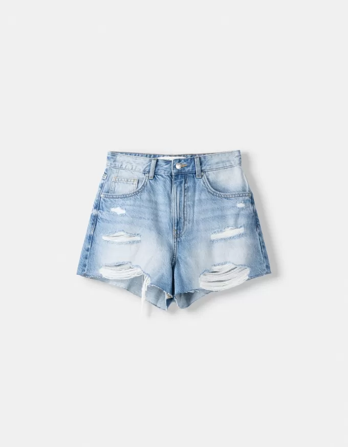 Ripped denim shorts