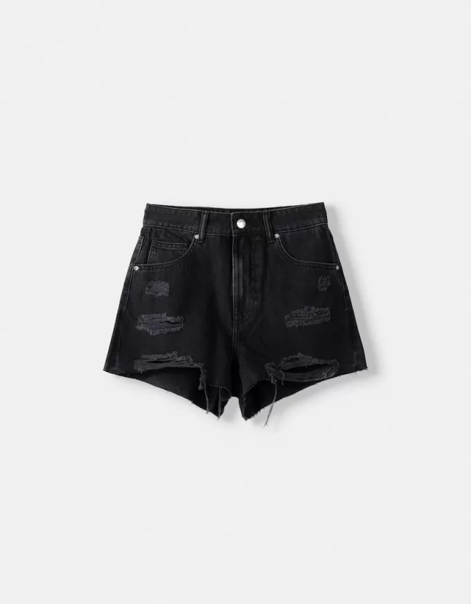 Ripped denim shorts