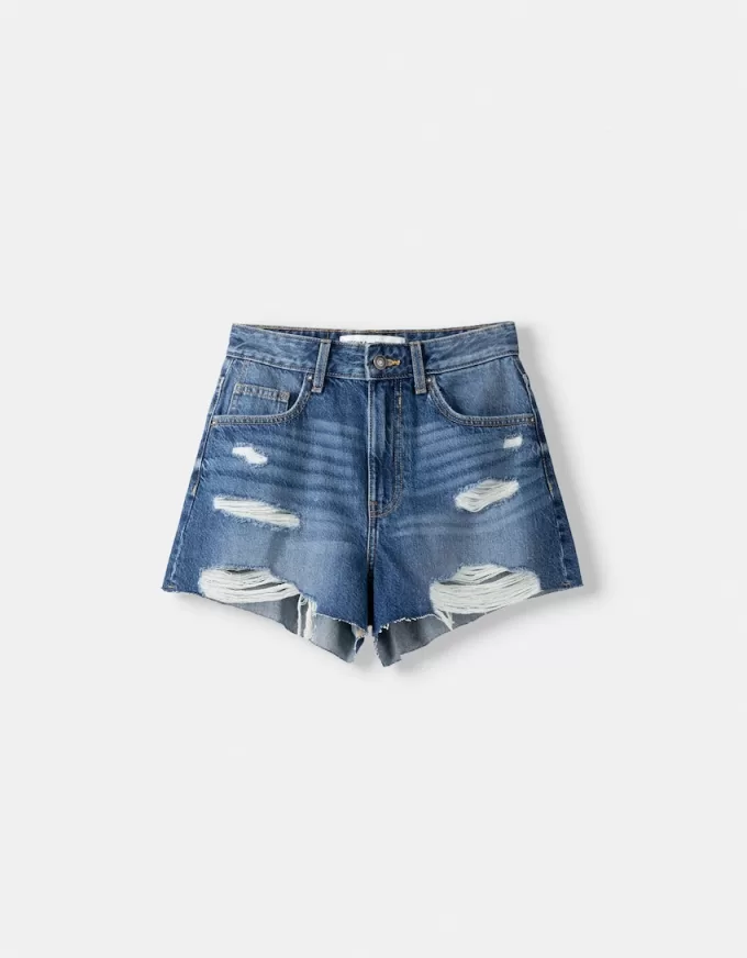 Ripped denim shorts