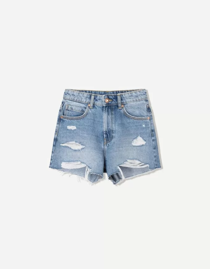 Ripped denim shorts
