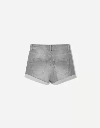 Roll-up denim shorts