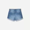 Roll-up denim shorts