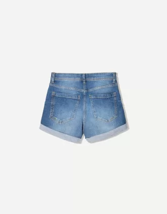 Roll-up denim shorts
