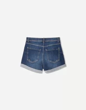 Roll-up denim shorts