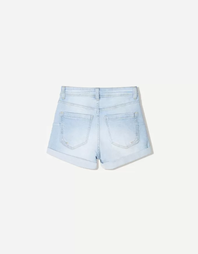 Roll-up denim shorts