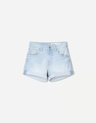 Roll-up denim shorts