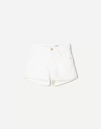 Roll-up denim shorts