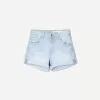 Roll-up denim shorts