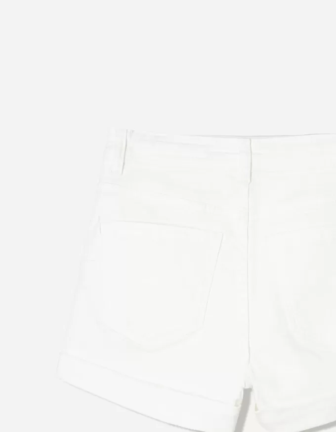 Roll-up denim shorts