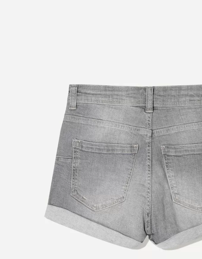 Roll-up denim shorts