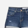 Roll-up denim shorts
