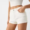 Roll-up denim shorts