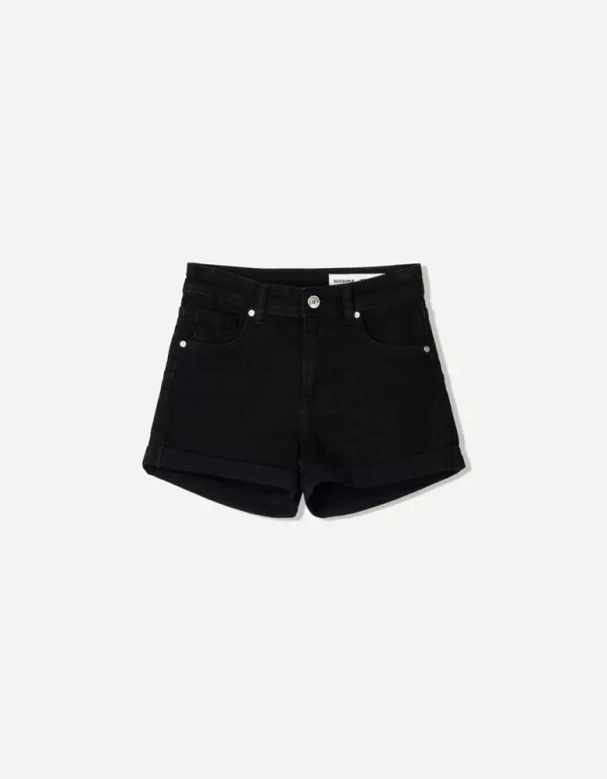 Roll-up denim shorts