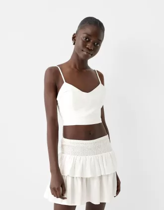 Ruffled mini skirt with elastic waist