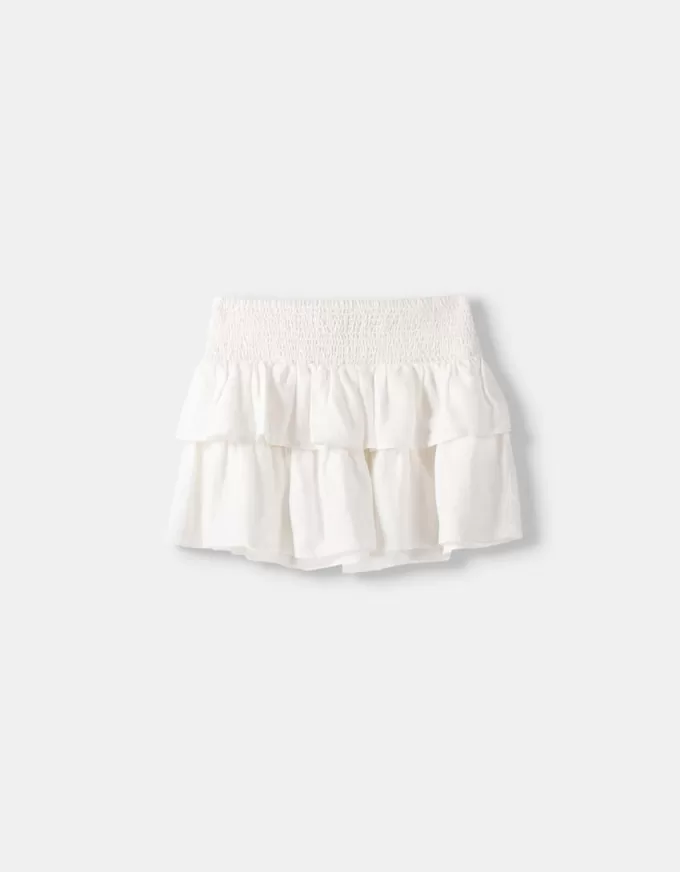 Ruffled mini skirt with elastic waist