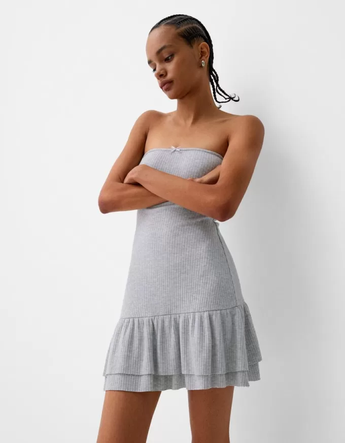Ruffled off-the-shoulder mini dress