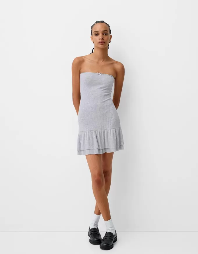 Ruffled off-the-shoulder mini dress