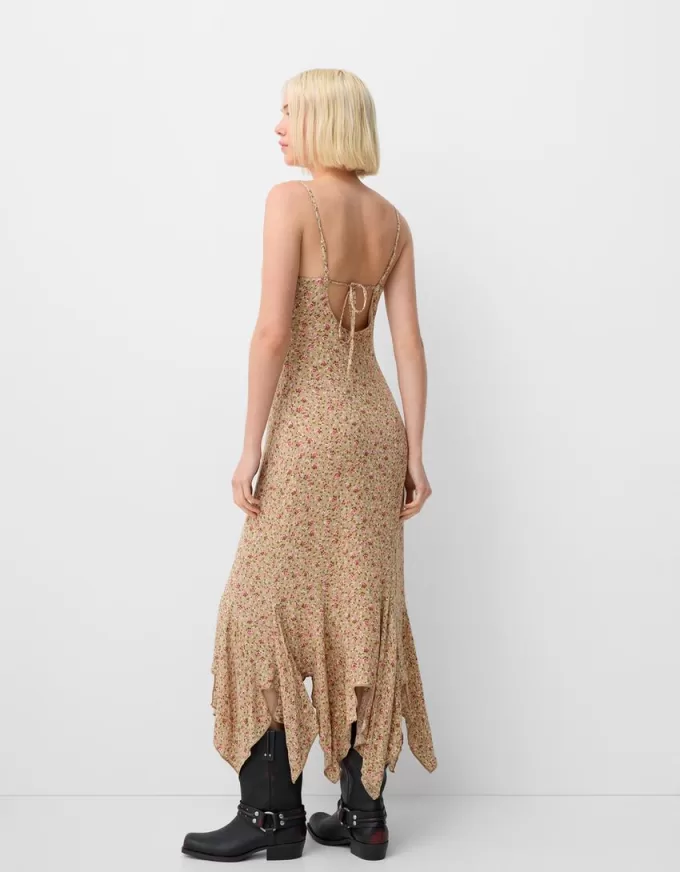 Ruffled printed crepe midi dress