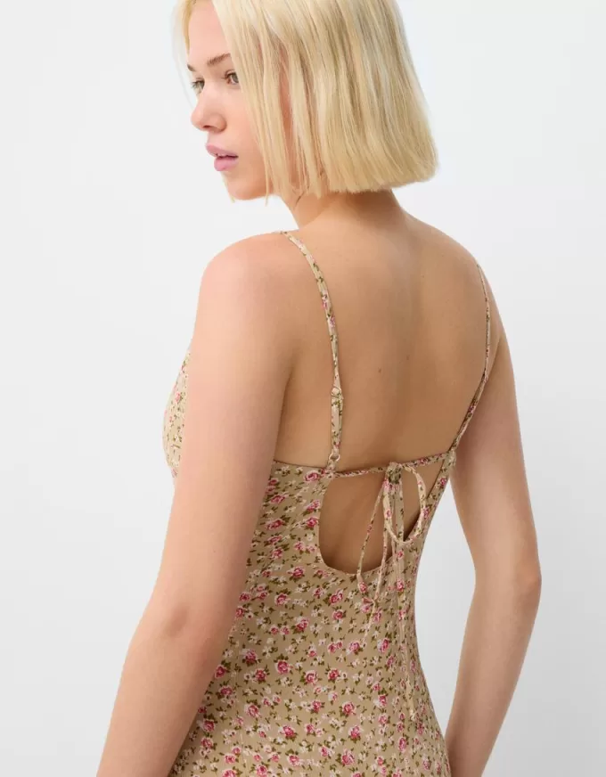 Ruffled printed crepe midi dress