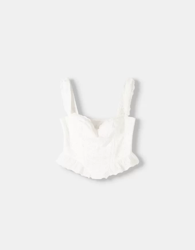 Ruffled top with Swiss embroidery