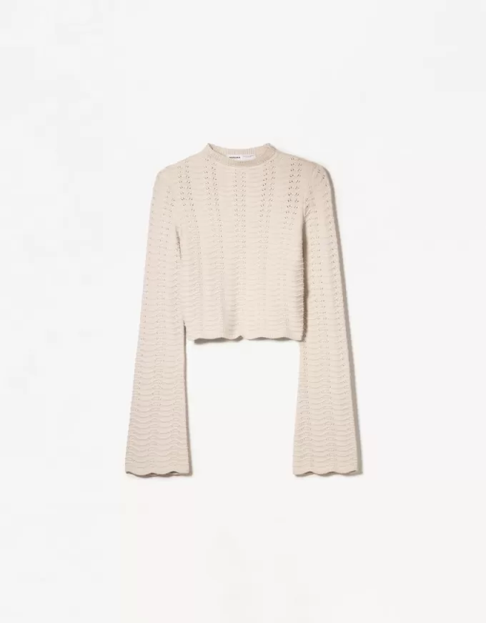 Rustic open knit turtleneck sweater