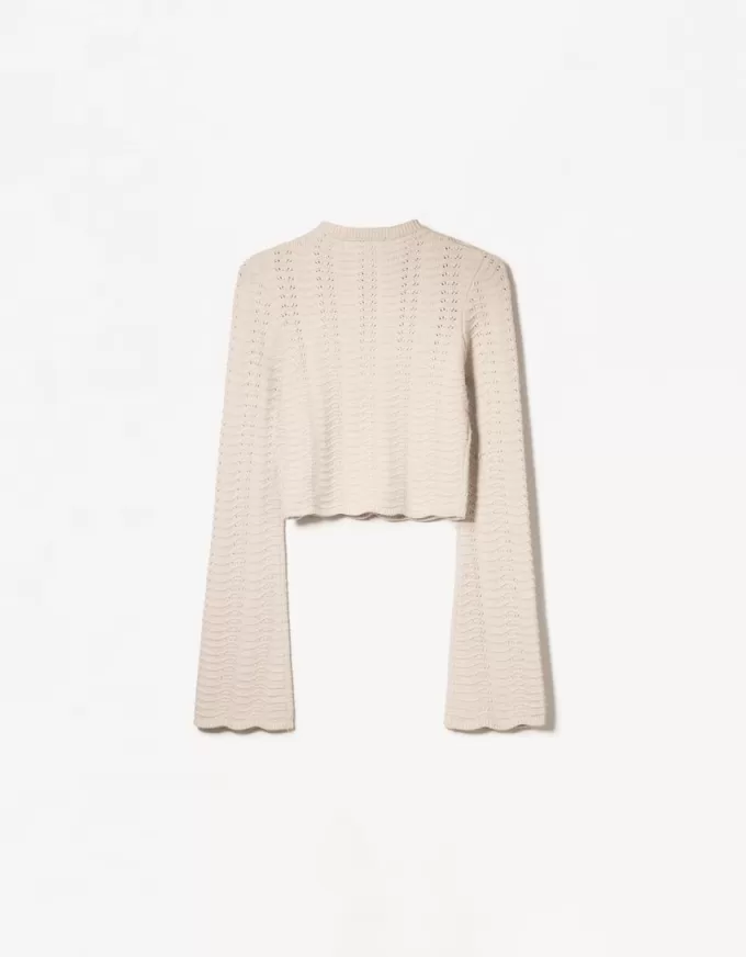 Rustic open knit turtleneck sweater