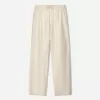 Rustic wide-leg linen blend pants