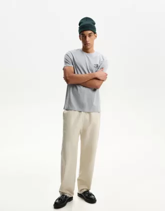 Rustic wide-leg linen blend pants