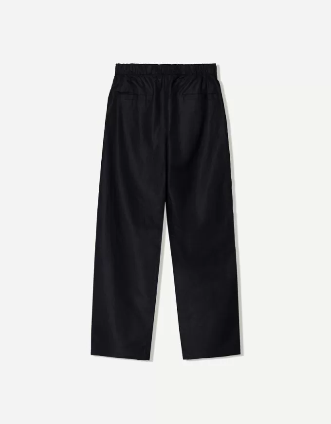 Rustic wide-leg linen blend pants